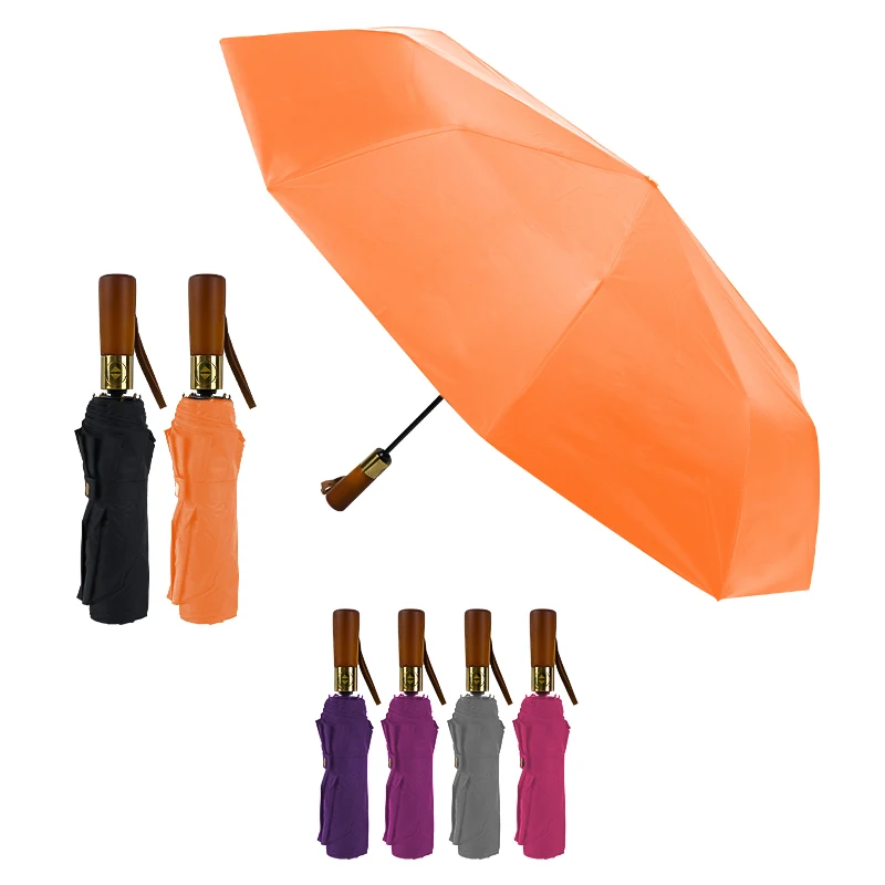 Good Quality Automatic Outdoor Automatic Umbrella Automatic Folded Wooden Handle Folded Umbrella For Adults
