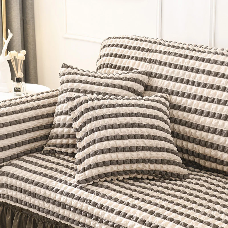 High quality protective luxury jacquard polyester strech double seat sofa cover couch