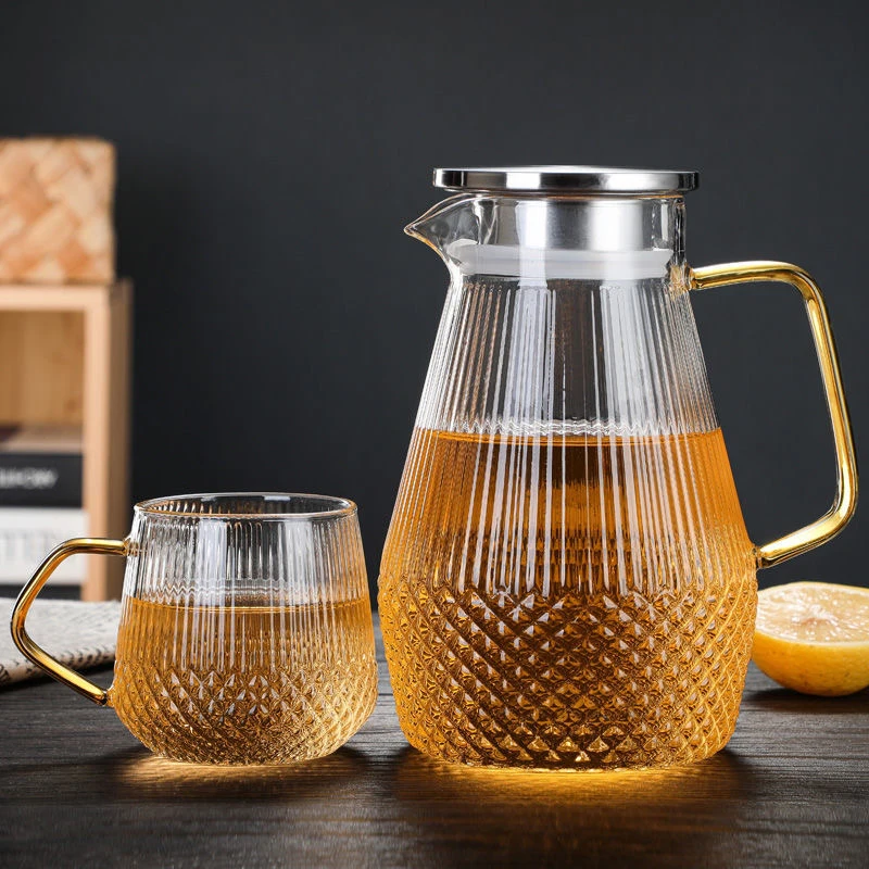1.5L Amber Glass Cold Kettle Heat Resistant Borosilicate Color Glass Water Pitcher Glass Carafe with Filter Glass Water Pitcher7