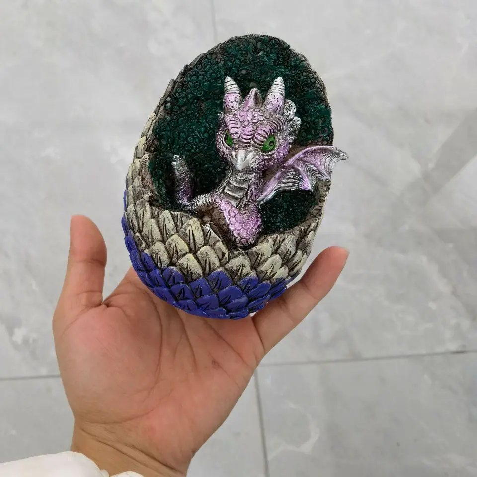 Collectible Figurines Gifts Home Decoration Baby Dragon Egg Statue 4.5Inch Resin Dragon Eggs