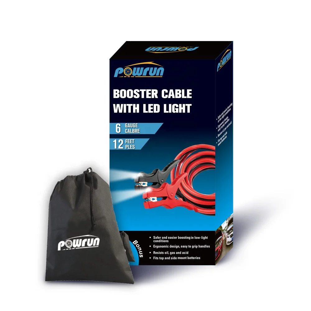 
CE Auto Emergency Tool 6GAUGE 12FEET Car Plastic Battery 400A Booster Jumper Cables with LED Light 