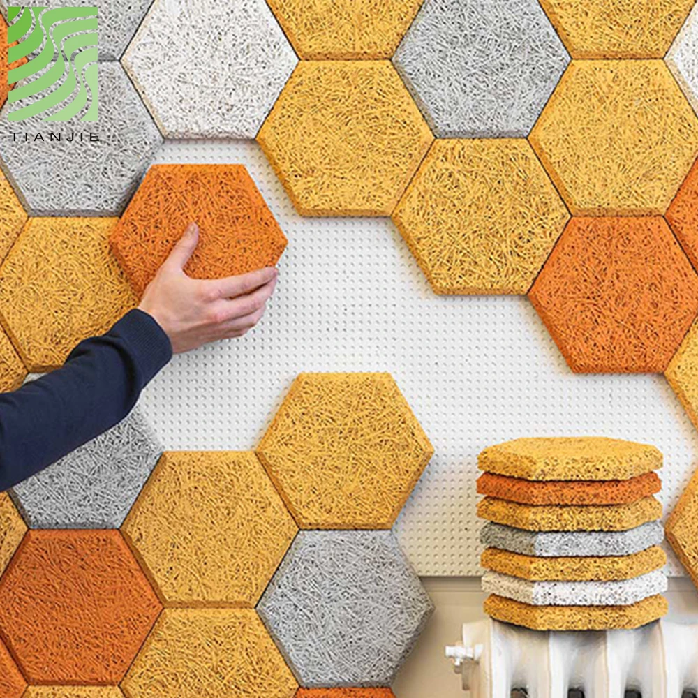 Acoustical Gym Board Soundproof Sound Absorbing Restaurant Decorative Covering Wood Wool Fibre Acoustic Wall Panel