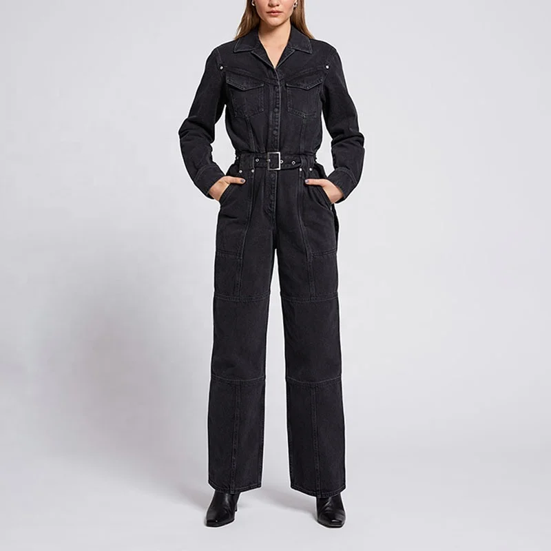 Custom jeans jump suits for women denim one piece jumpsuit women denim jumpsuit