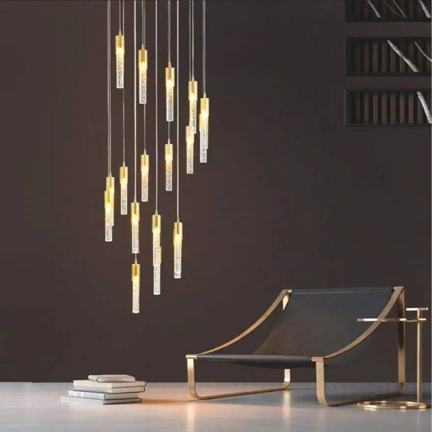 Staircase Pendant Personality  Led Light number of lights 16 chandelier decorative light For Living Room Art Crystal Chandelier