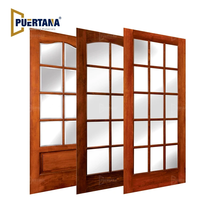 Classical Traditional Interior Solid Timber Wood French Glass Doors Wooden Door For House