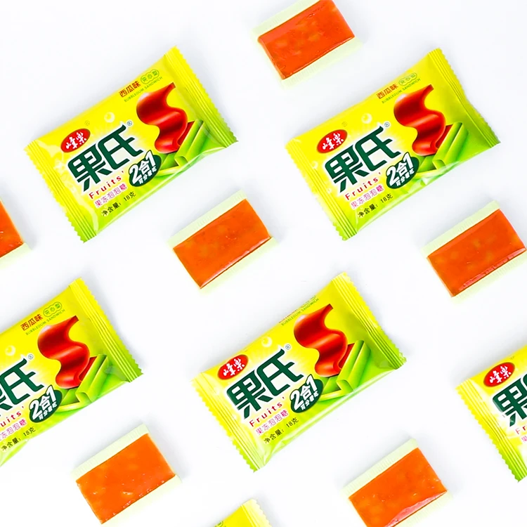 Delicate Jelly Filled Bubble Gum Big Sized Jelly Candy Fruity Chewing Gums Casual Gummy Bonbons for Kids