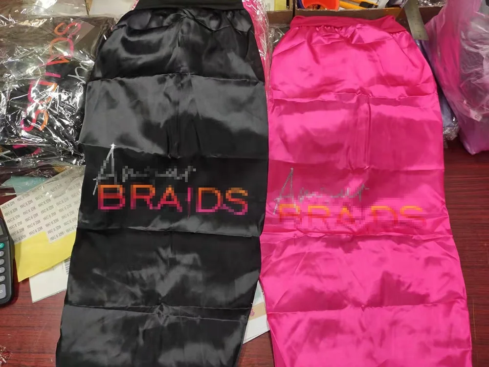 Wholesale Custom Logo  Women Long Bonnets With Wrap Silk Satin Tie Bonnet For Braid Hair braid bonnet with snap