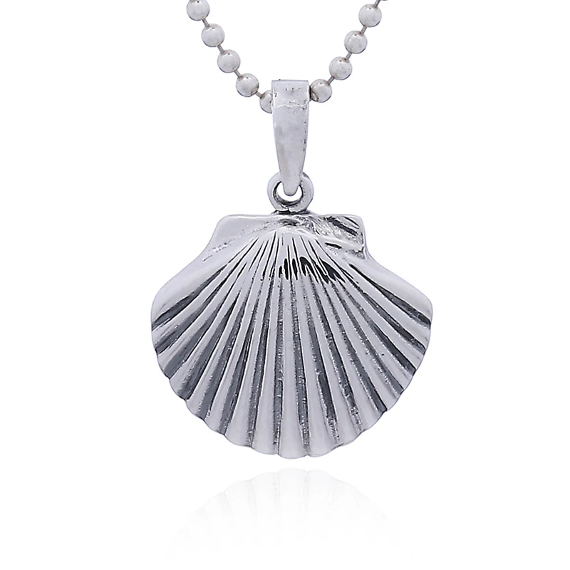 Textured Sterling Silver Seashell Clam Charm Pendant Sea life jewelry