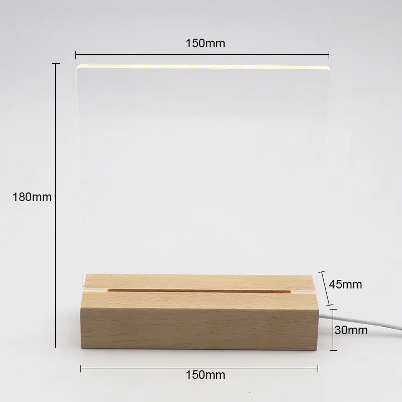 Led Light Base Acrylic Night Light Base Custom Wooden Base for 3D Illusion Night Lamp
