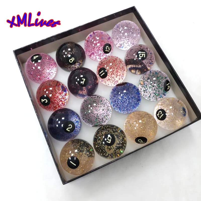
57.25mm Phenolic Resin Billiards Pool Balls Transparent with Glitter 16pcs complete set Billiards table balls accessories 