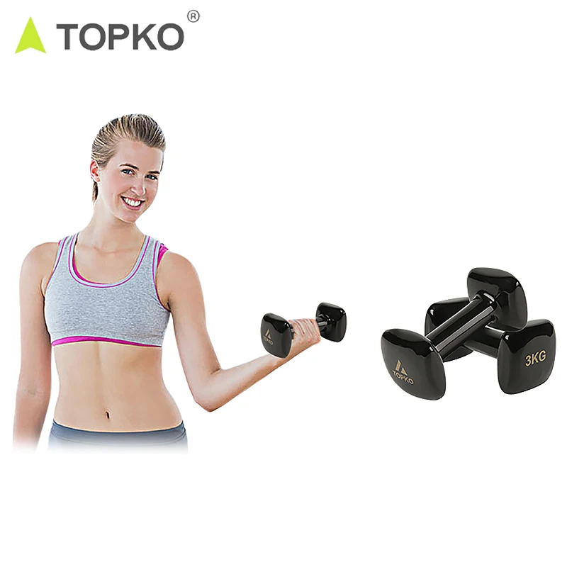 TOPKO New Arrival 1-10kg Square Dumbbell Home Gym Training Weights Designed with Neoprene Rubber Iron for Fitness enthusiasts