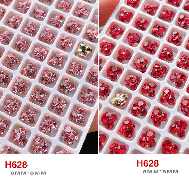 Chinese New Year China Festival Red Luxury Glass Diamond Rhinestone Nail Art Charms for Manicure Jewelry