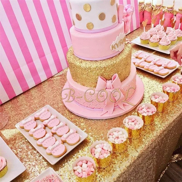 Amazon best-selling Round and rectangle Rose Gold Wedding Sequin Table Cloth