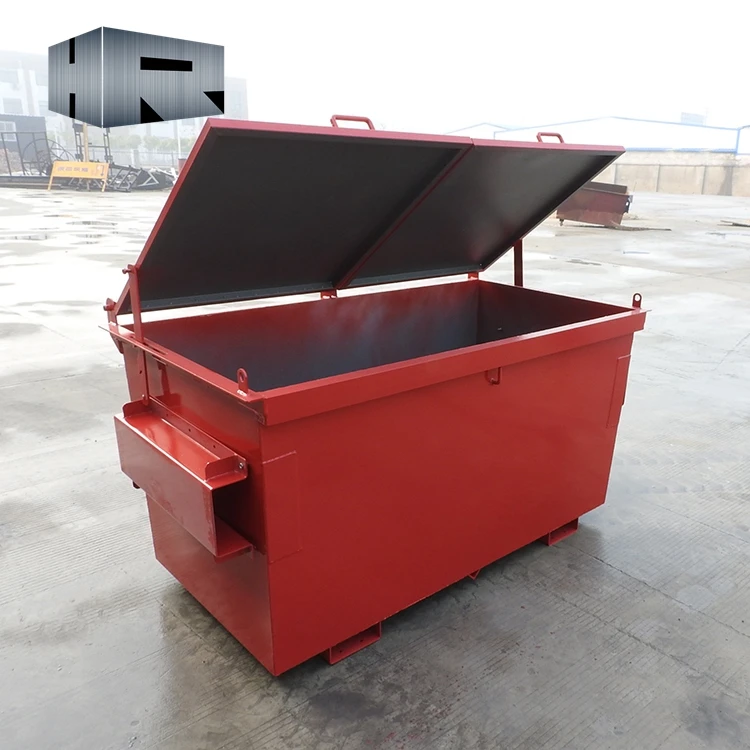 Hot galvanizing skip bin outdoor steel front load bin metal waste front load dumpster