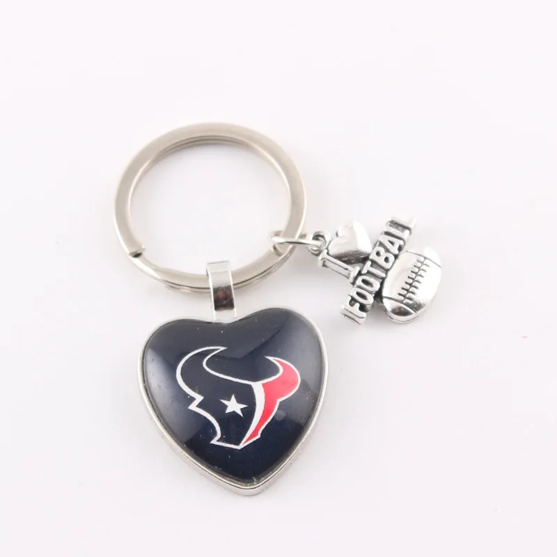 rugby NFL keychains american I love Football team logo alloy heart keychain for gift
