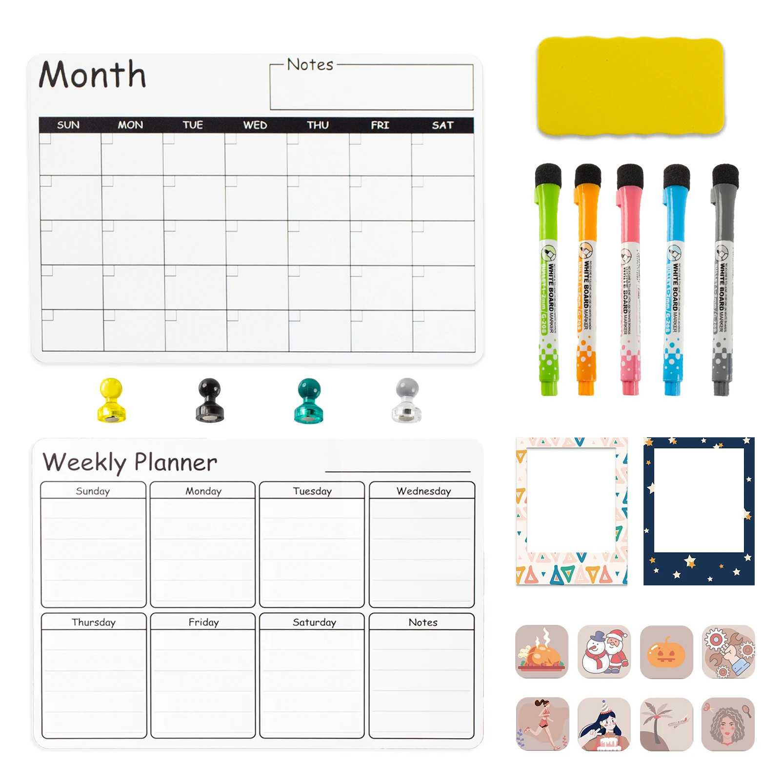 HOMIDEK Magnetic Dry Erase Whiteboard Calendar for Fridge with Markers