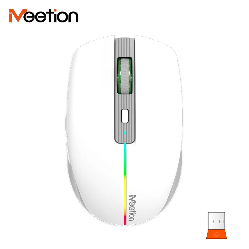 Meetion hot product BTM002 USB optical luminous mouse rechargeable 2.4Ghz wireless bluetooth mouse