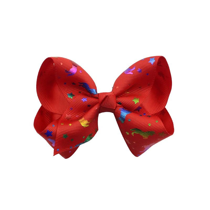 4-inch bronzing unicorn hair bows for girls jojo Ribbon bow hair clips for kids