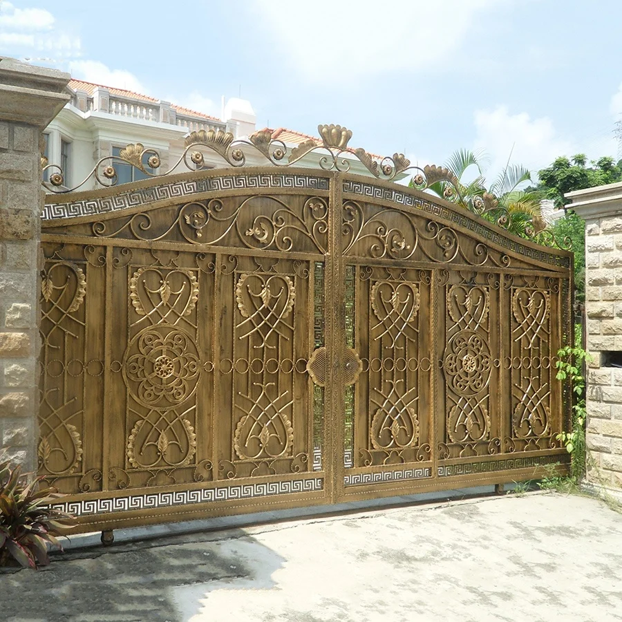 Villa entrance ornamental double swing iron gates main wrought iron gate designs for decor