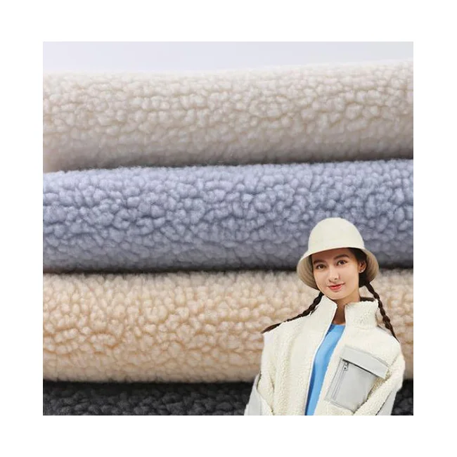 RL Wholesale Anti Pill Super Soft Cheap Wool Polar Sherpa Boucle Fleece Fabric For Winter Coat