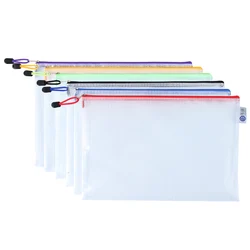 wholesale clear pvc mesh a4 b4 plastic waterproof zipper pouch traveling office supplies file folder document bag