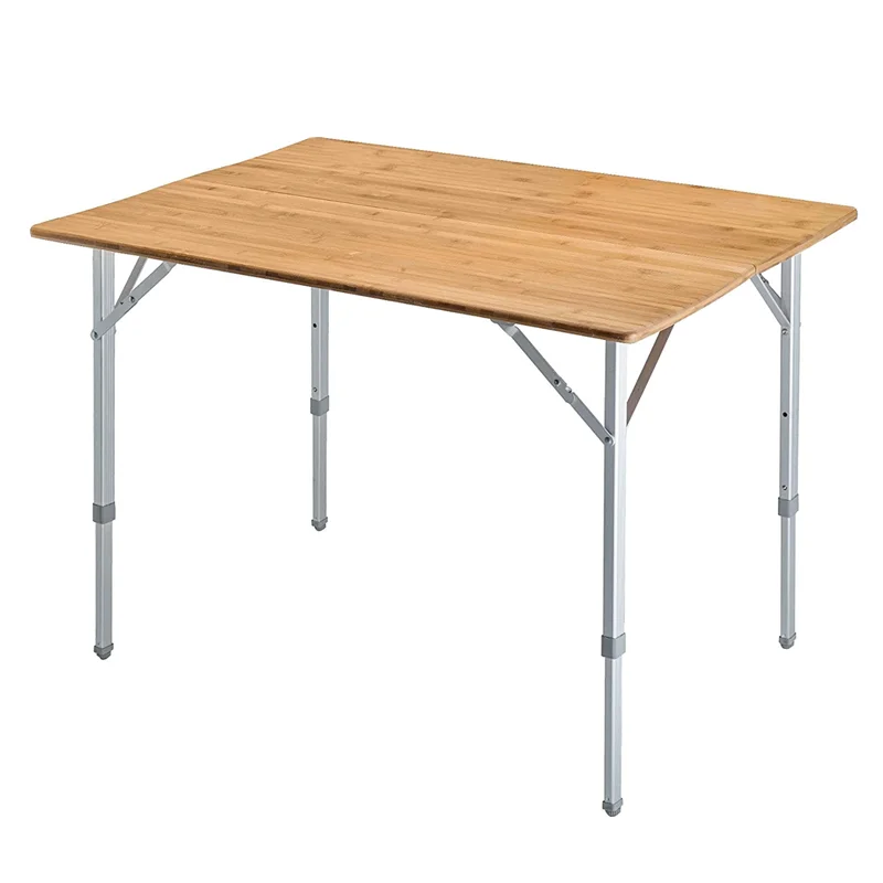 Складной алюминиевый стол для кемпинга с деревянной текстурой и регулируемой высотой