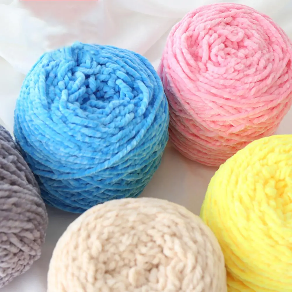 Soft thick velvet crochet yarns polyester Chenille yarn for diy hand knitted fabric art bag sweater doll hat scarf 200g