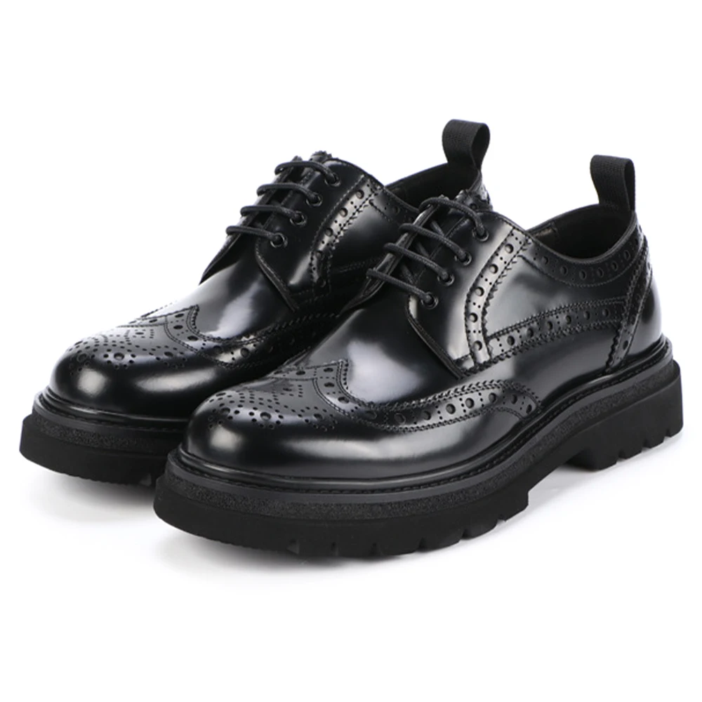 New Style Top Layer Cow Leather Lace-up Formal Shoes Breathable Mens Business Office Cowhide Black Derby Shoes