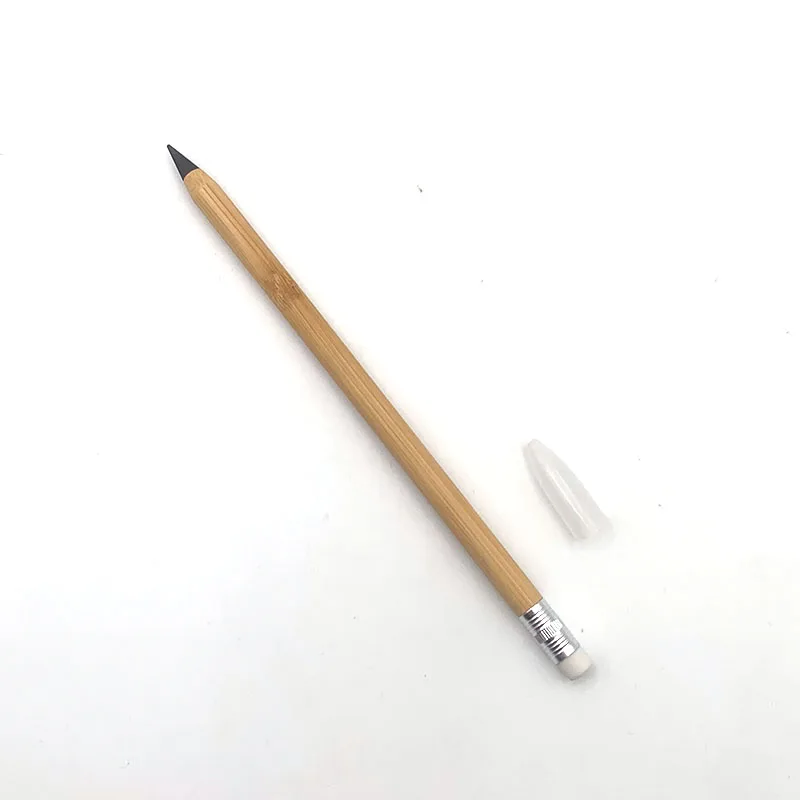 Best price custom Logo Eternal Pen Aluminum Permanent forever Ink Erasable Student bamboo Ballpoint Pen
