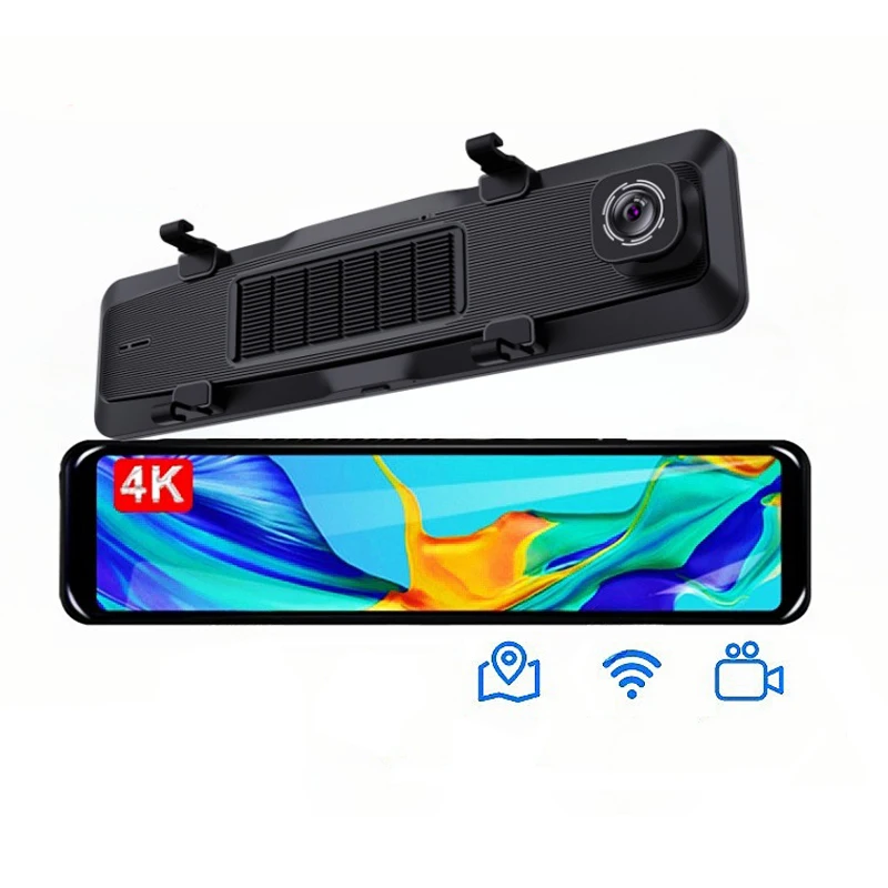 FHD 4K Car DVR WiFi GPS FHD Car Dash Camera 12'T ouch screen Stream Media Rear View Mirror Dashcam 4K 2K Dual Dash Cam