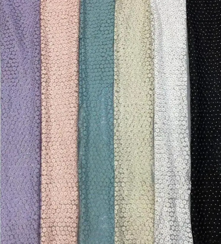 Lovely Baby Customized colorful Flower Embroidered Wedding French 3D Flower Beautiful Tulle Lace Fabric For Dress