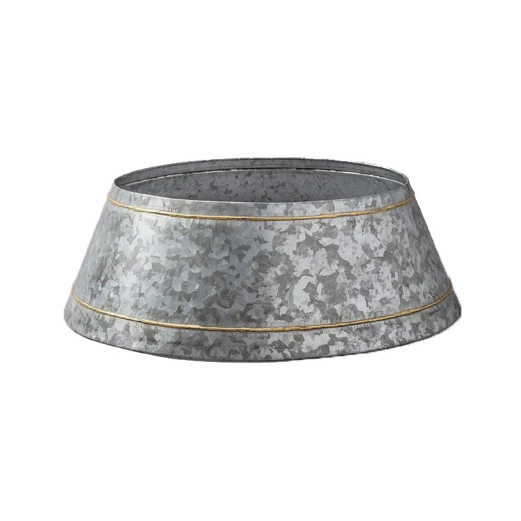 Metal Christmas Tree Skirt Basket Galvanized Christmas Tree Collar And Stands For Artificial Trees