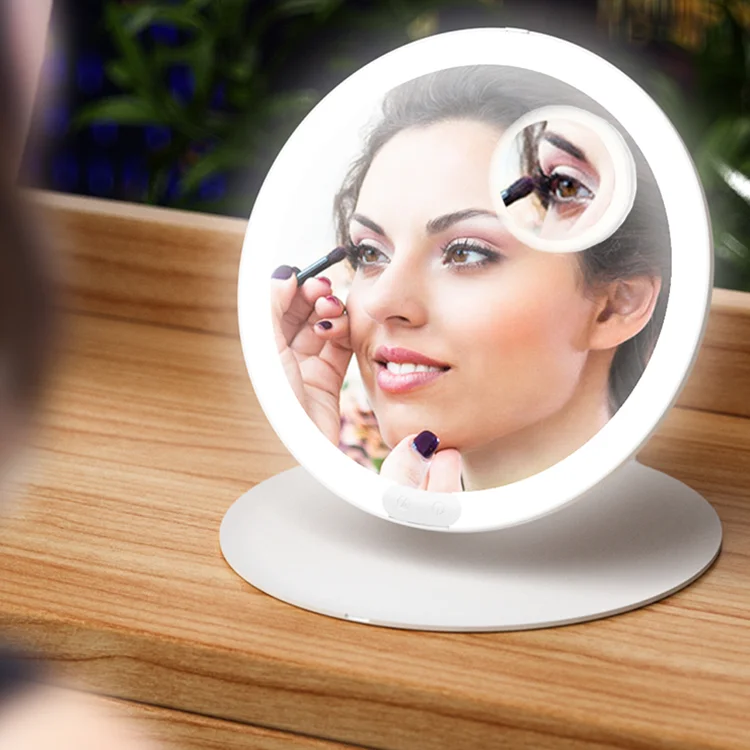 2021 New Charging Touchpad Control Ultra Hd 4 Different Brightness Portable Folding Lighted Led Makeup Mirror
