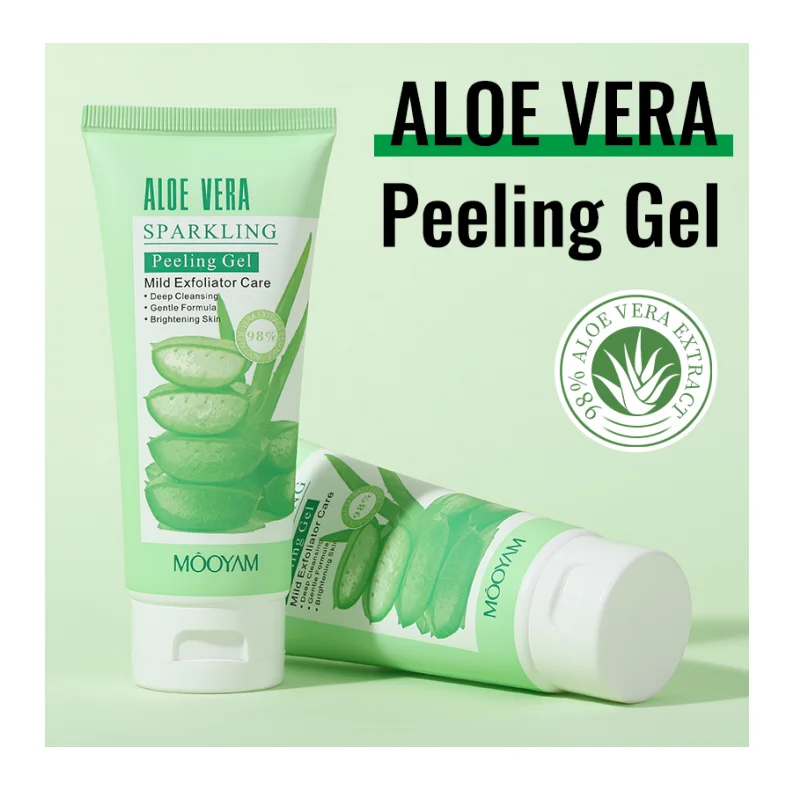 Aloe Vera Exfoliating Peeling Gel Dead Skin Removing Deep Cleansing Gentle Exfoliation 100g MOOYAM Face Exfoliating Peeling Gel