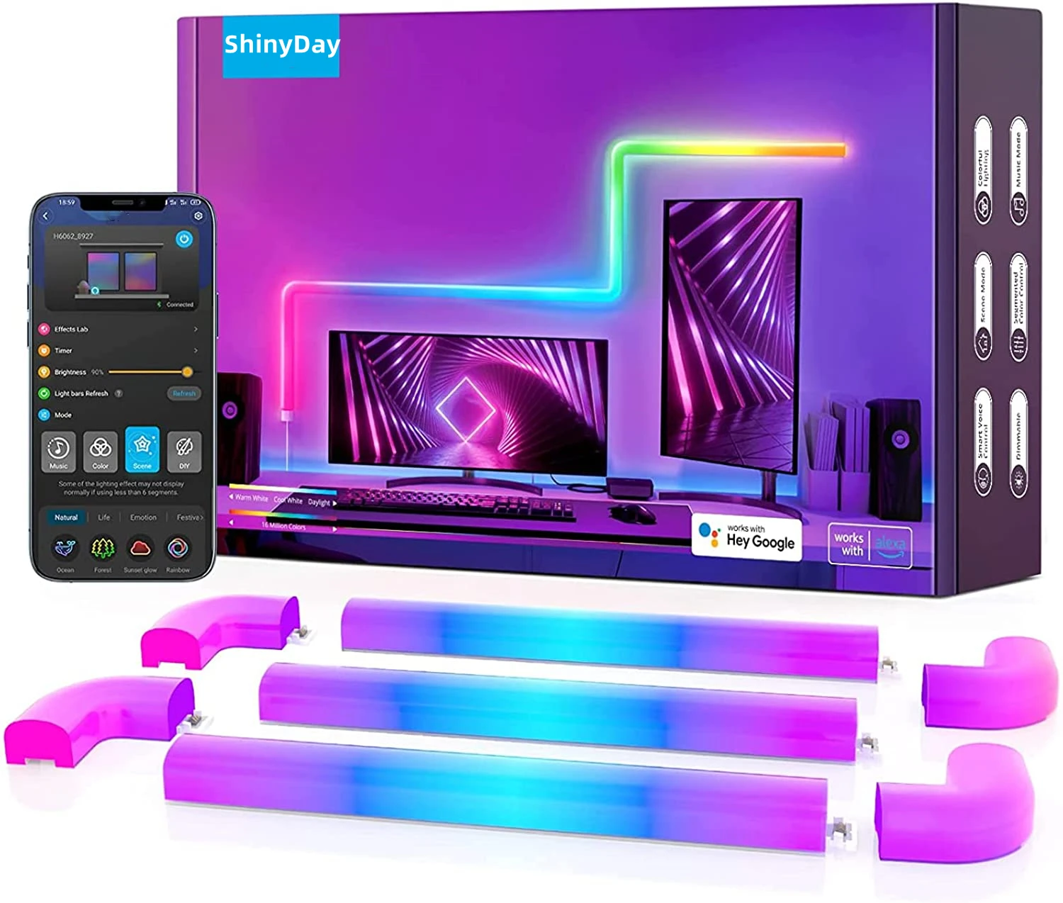 Colour lamp RGB smart Led tube light bar Tuya WIFI music Sync DIY night gaming lights wall room decoration glide led wall light