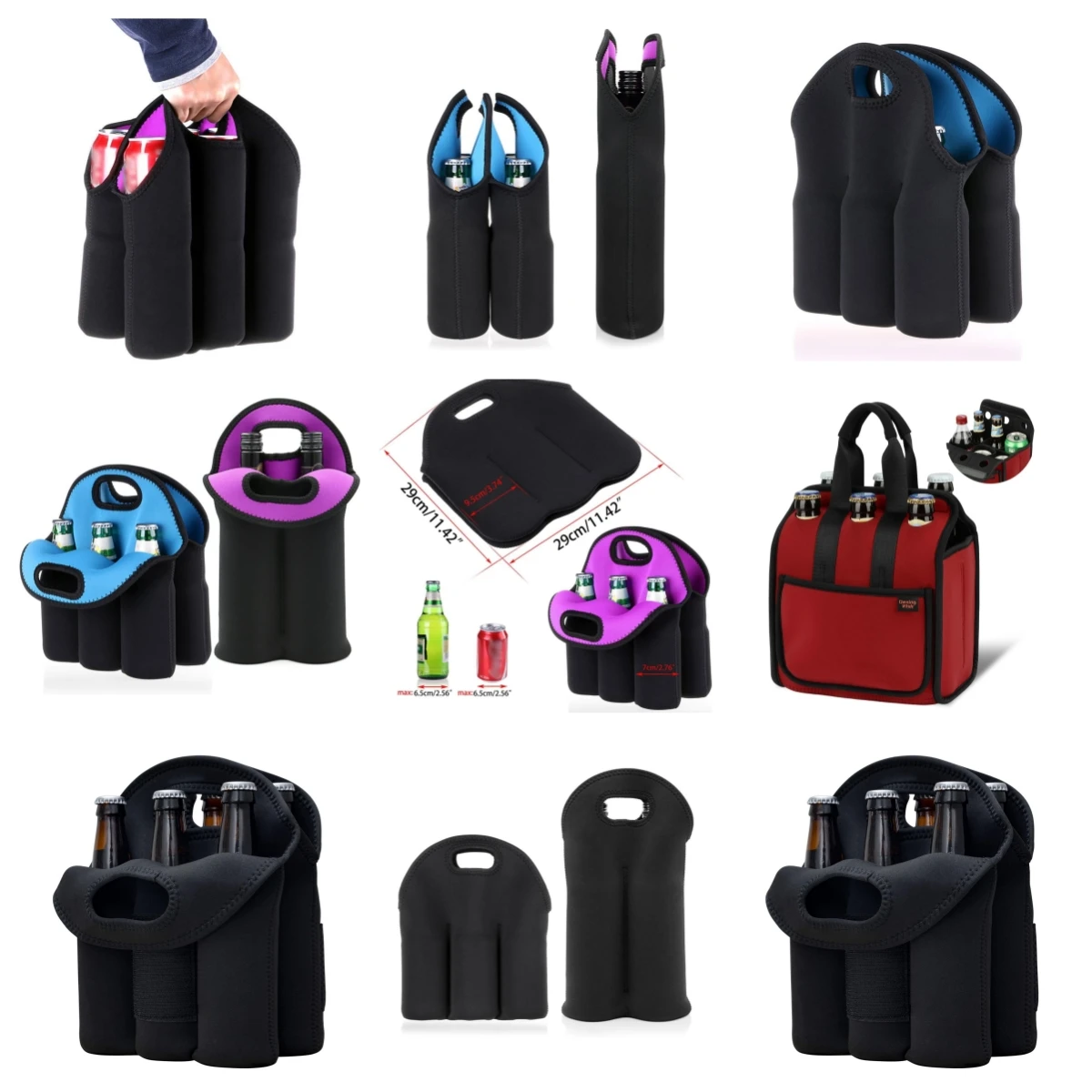 Neoprene 6 Pack Beer Bottle Carrier Drinks Can Bottle Carrier Beverage Cans Cooler Bag Holder