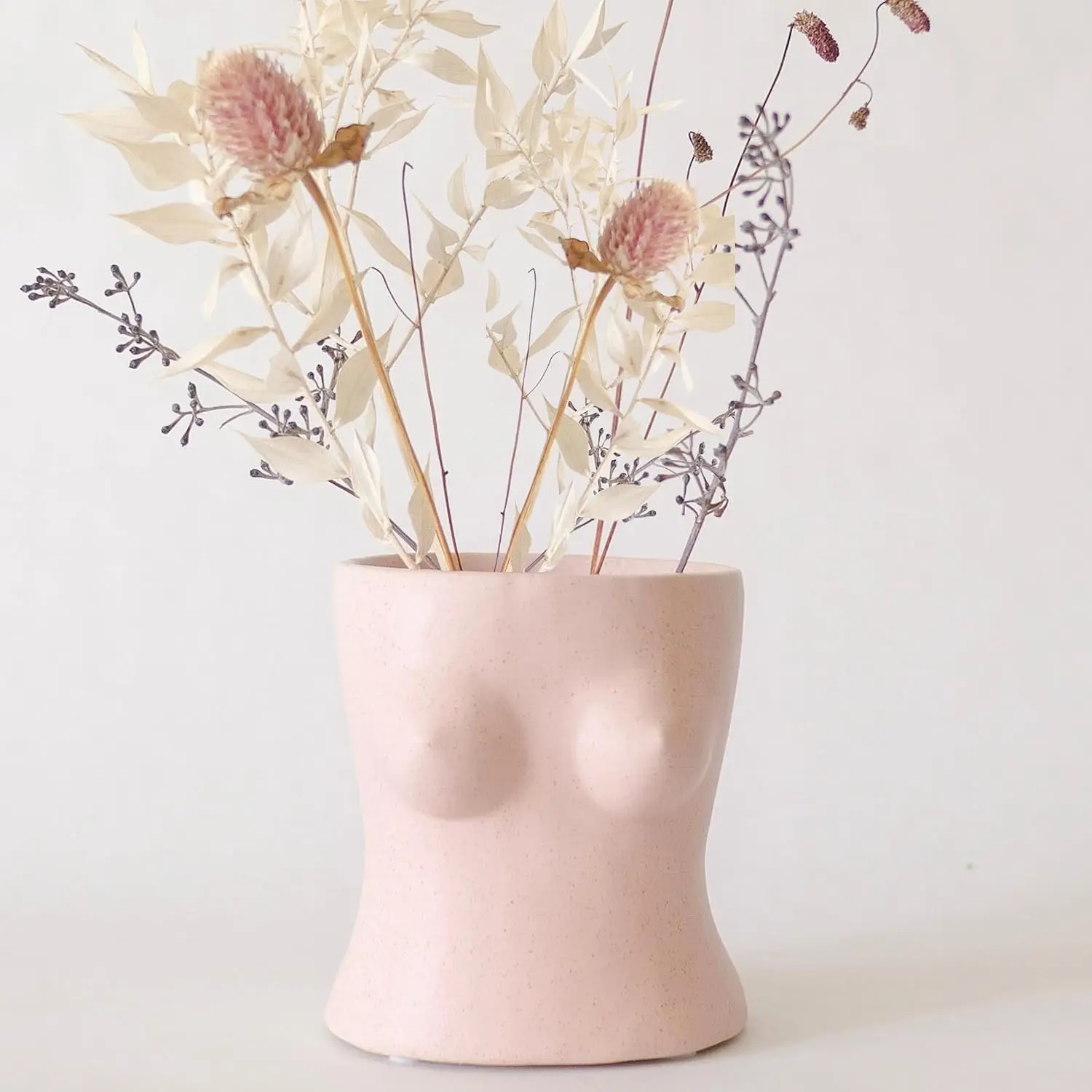 Boob Planter: Female Form Ceramic Flower Plant Vase with Drainage Hole - Unique Bust Sculpture