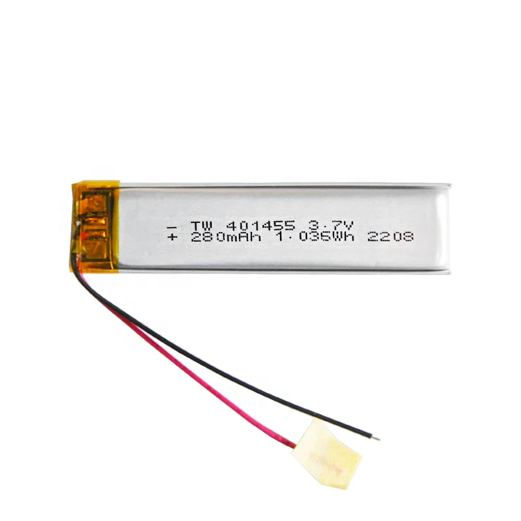 Customized TW401455 280mAh 3.7V factory wholesale Polymer Rechargeable Lithium Ion Battery in Shenzhen for headset