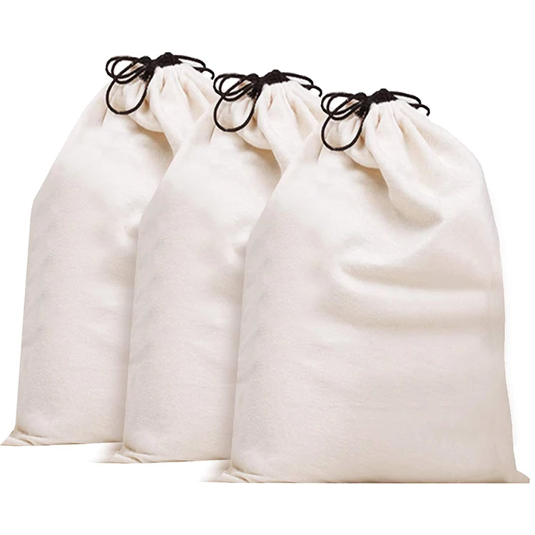 Wholesale breathable dust-proof storage pouch cotton bag with drawstring