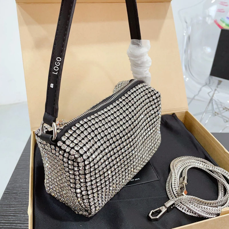 Diamond Diamond Bag Shiny hand crossbody bag physical super flash bing delivery chain