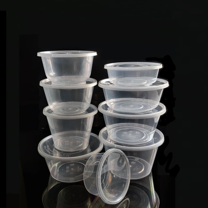 Disposable Take Away Food Box 16oz-48oz Plastic Togo Soup Salad Bowls with Lids Carton Packing Food Grade Single Compartment