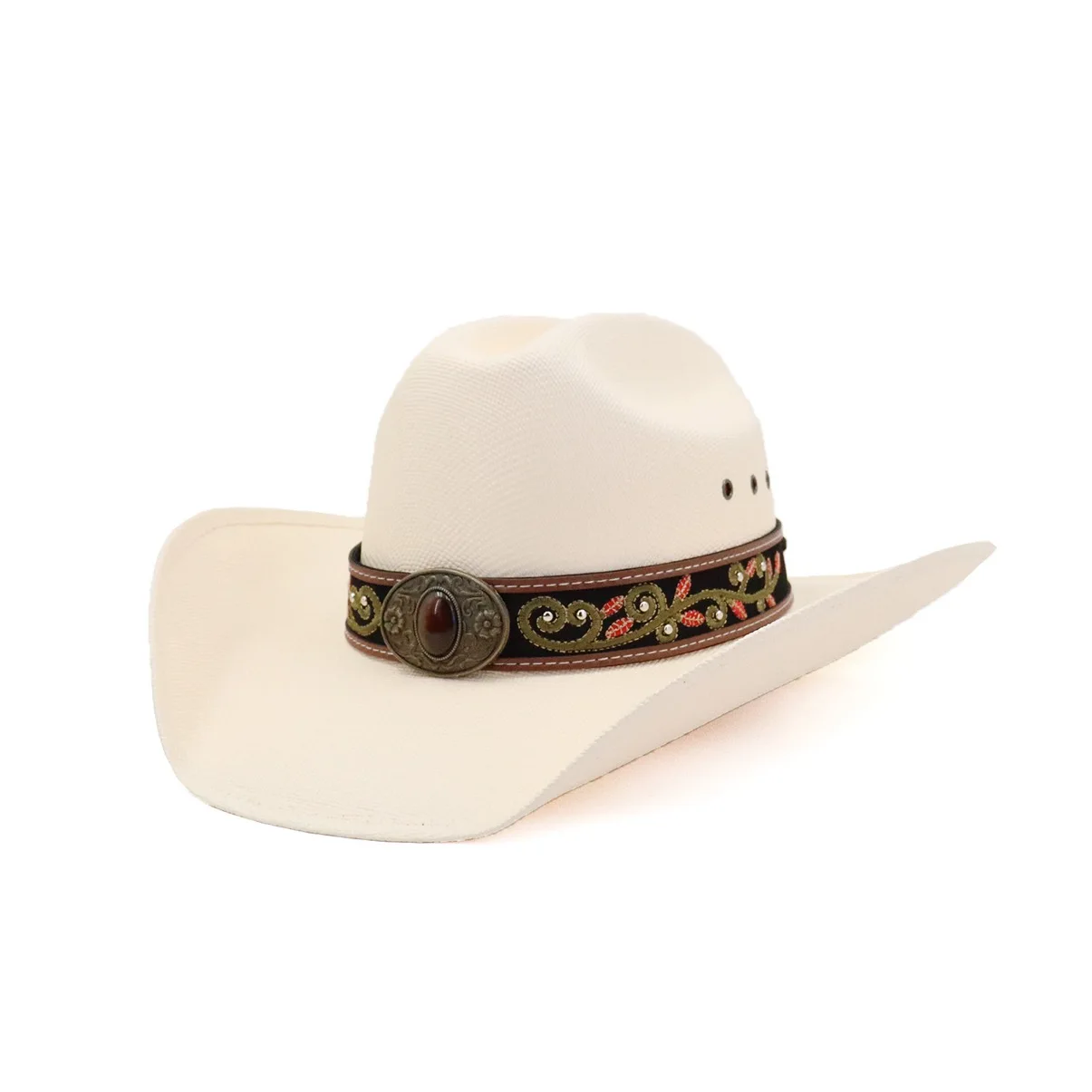 Unisex Large Brim Western Jazz Cowboy Cowgirl Paper Straw Hat Fashion Sun Shade Stiff Hard Cowboy Hat for Summer Beach Travel