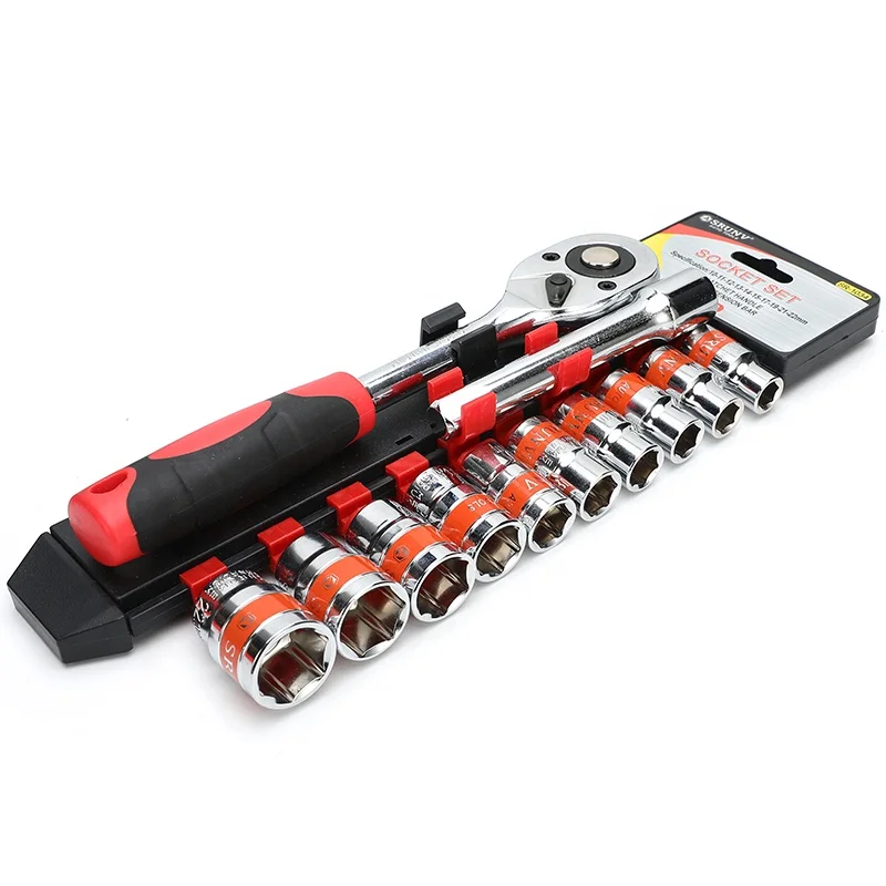 Набор торцевых гаечных ключей, комплект из 12 предметов, 1/2 дюйма, с пластиковым держателем для зеркала, для ремонта автомобилей и велосипедов