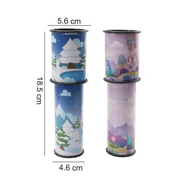 Kaleidoscope snow and ice pattern glass lense kids lovely kaleidoscope toy with plastic bag