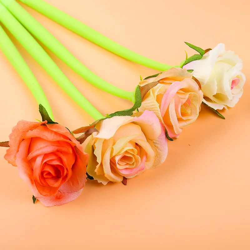 Stationery plant flower soft silicone 0.5mm gel pen simulation rose ballpoint pen for classmate gift school supplies