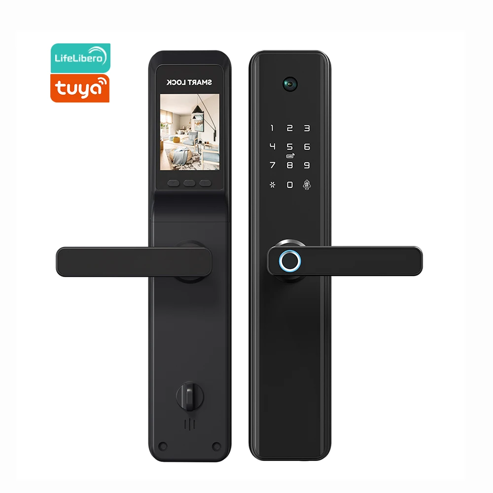 Lifelibero Tuya Wifi Electric 3 In 1 Camera Doorbell Fingerprint Keyless Entry Door Lock Smart Electronic Lock For Front Door