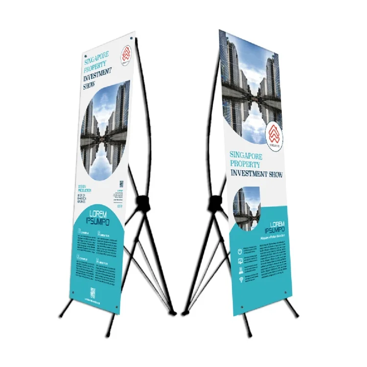Customizable Stand X-Frame Banners Printing Stand Banner Signs Size 60x160cm 80x180cm Custom Showroom X Banner Stand