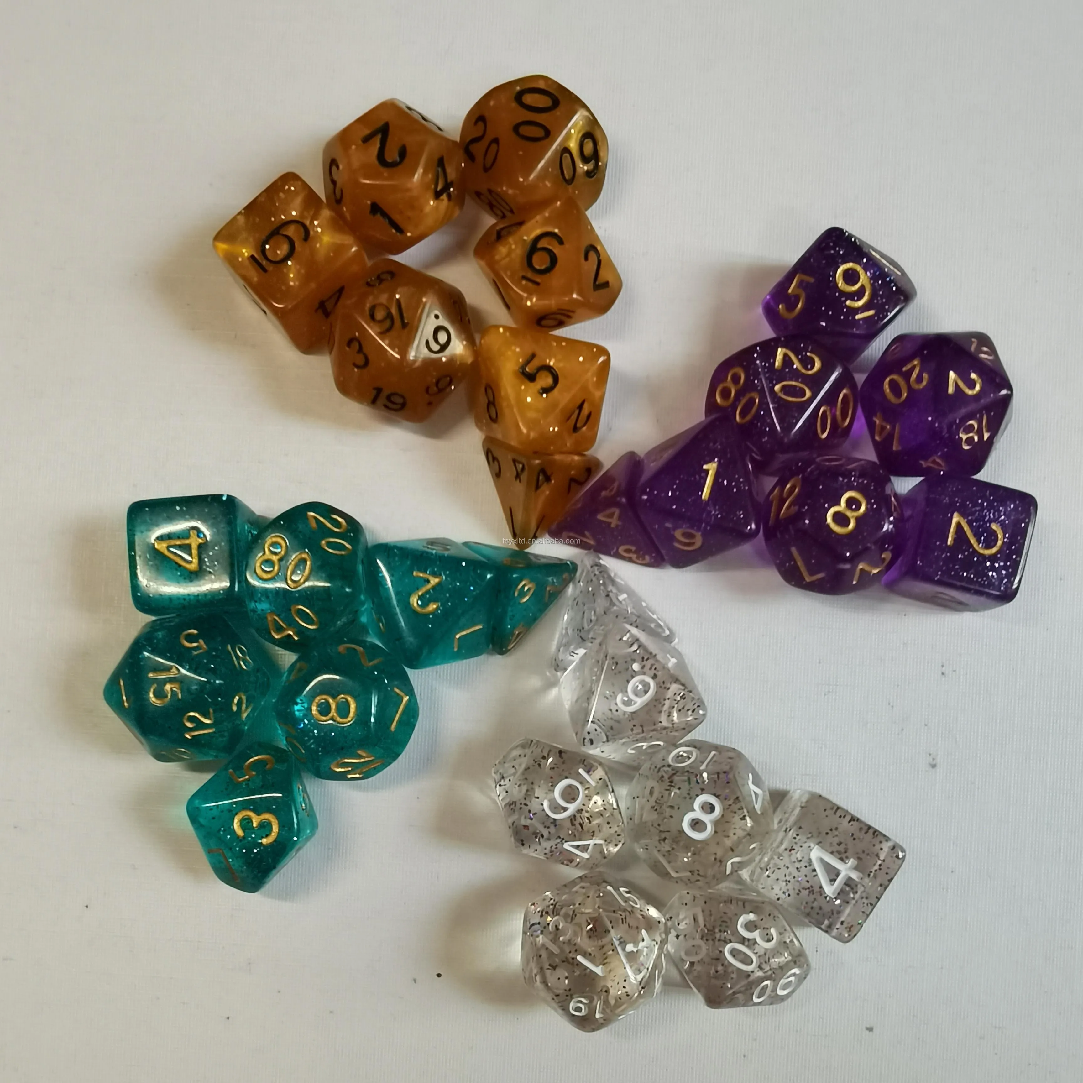 DND Plastic Glitter Rpg Plastic Glow in Dark Game Casino Dice D4 D6 D8 D10 D12 D20 Rpg Polyhedral Dice Set