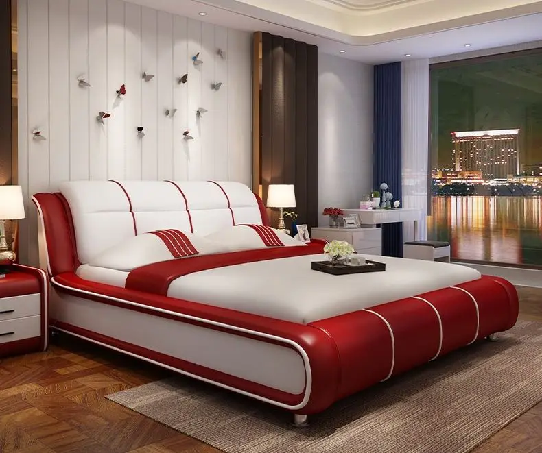 Double bed master bedroom tatami wedding bed imported pine frame + latex mattress + 1 cabinet