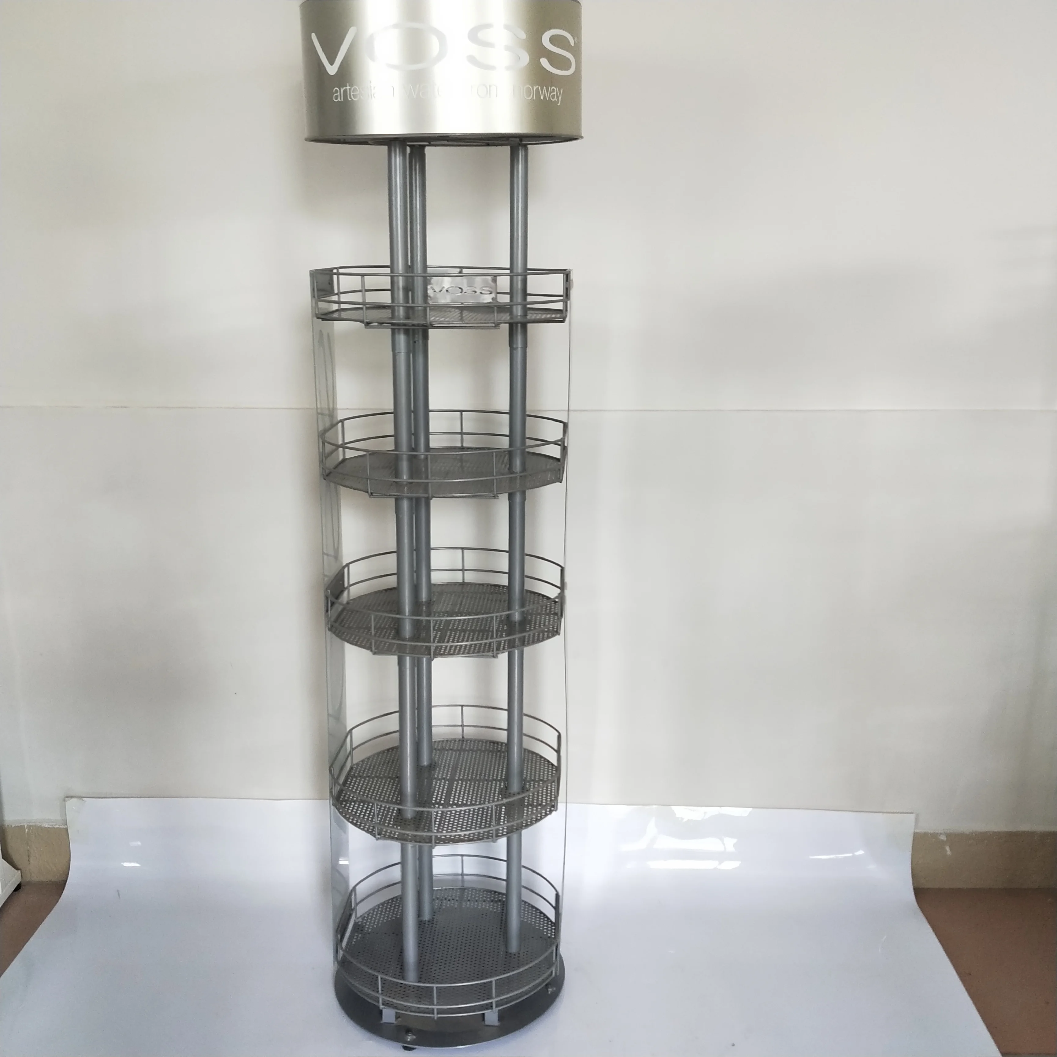 board hanging rotate floor standing display for beverag soft wine energy water bottle stand metal soft drink rack display
